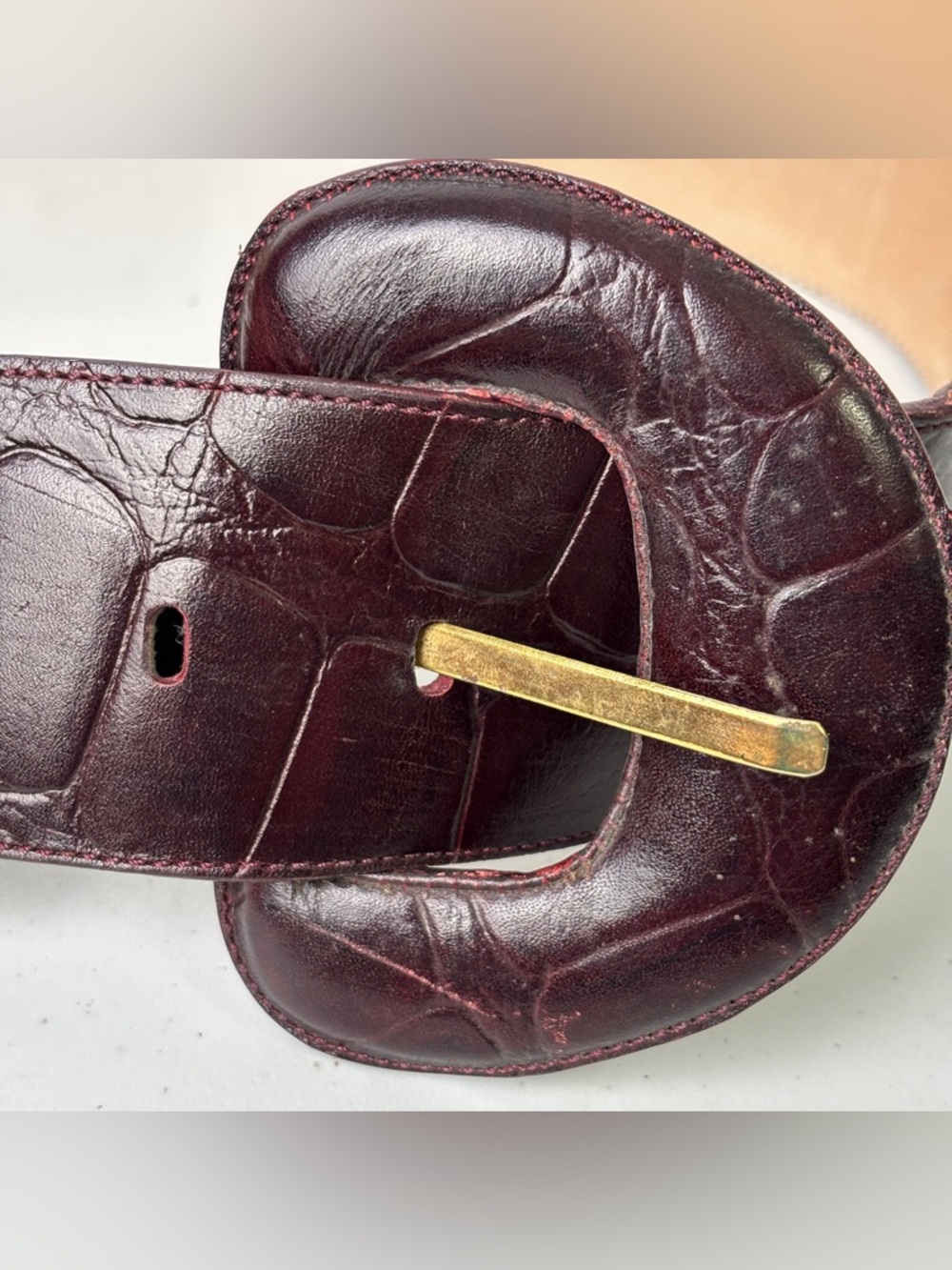 Land Dark Burgendy Leather Belt - Picture 2 of 6